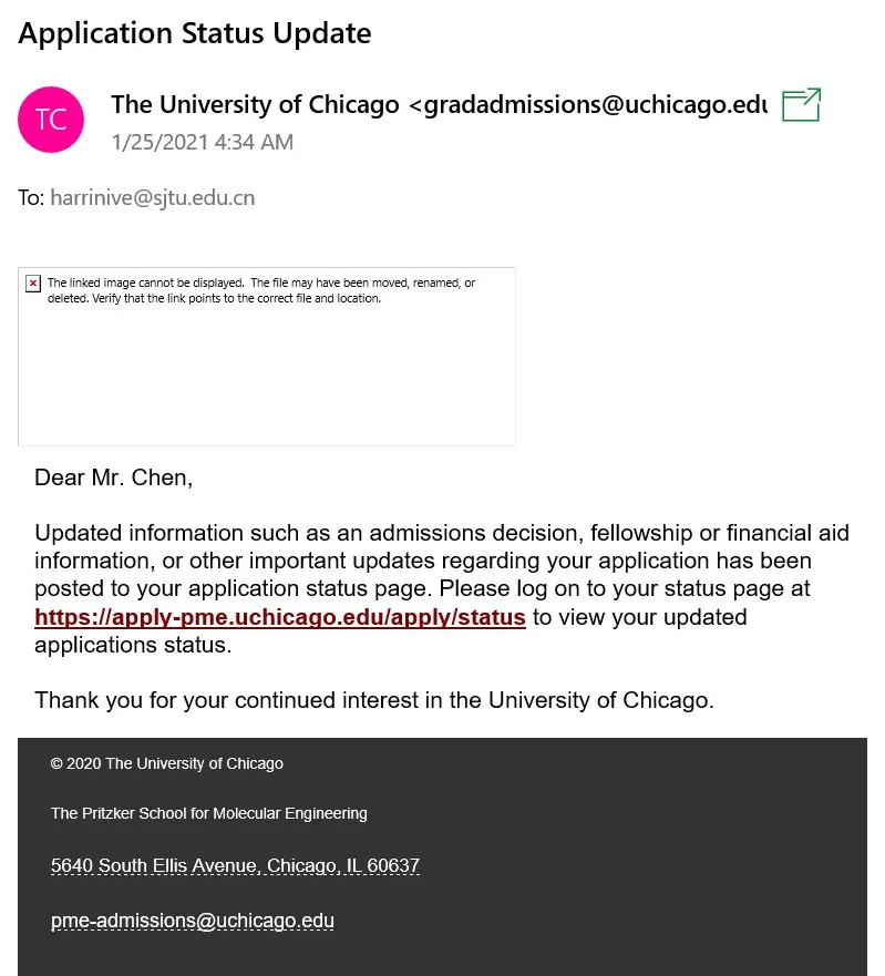 Application status screenshot